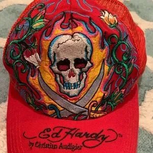 Ed Hardy | Accessories | Red Ed Hardy Trucker Hat By Christian